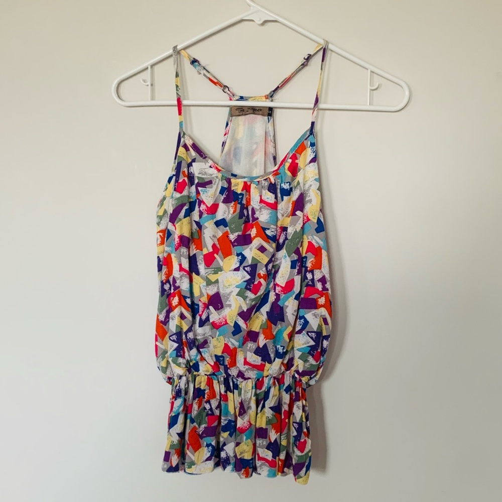Geometric multicolored peplum crop top Size S